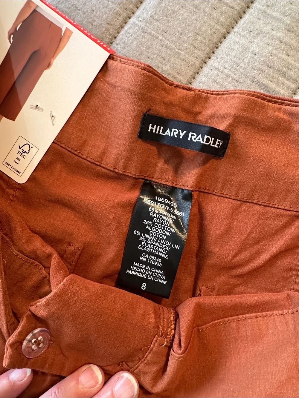 NEW Hilary Radley Rust Brown High-Rise Wide Leg Crop Pants - Picture 6 of 8